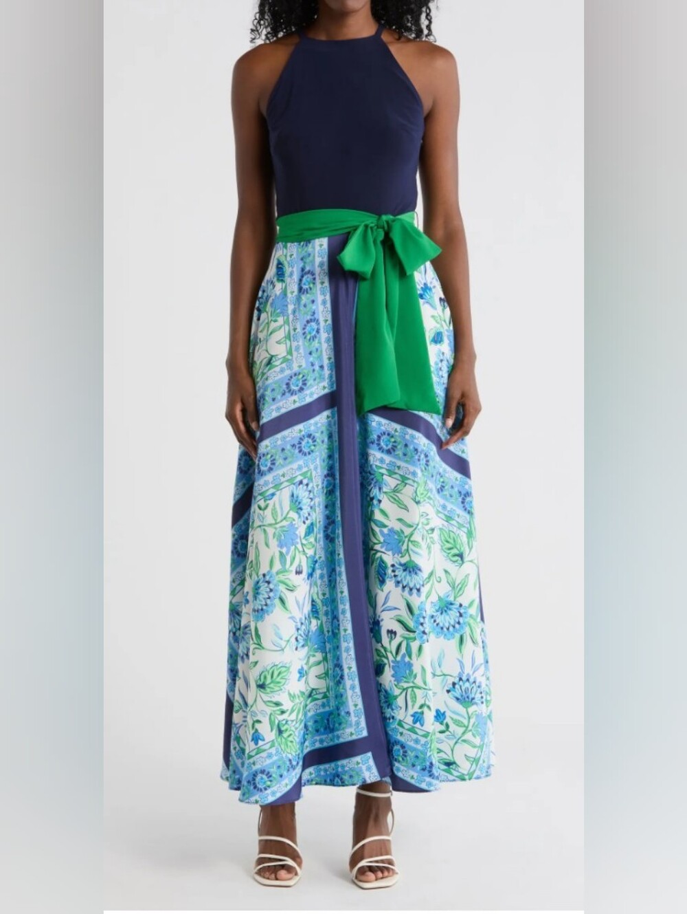 Eliza J Halter Neck Twofer Maxi Dress